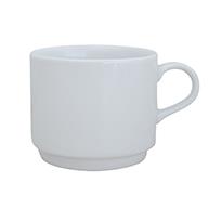 Q Basic Stapelbare Koffie Kop hoog, met een inhoud van 30 cl. witte kleur, met optie tot bedrukken